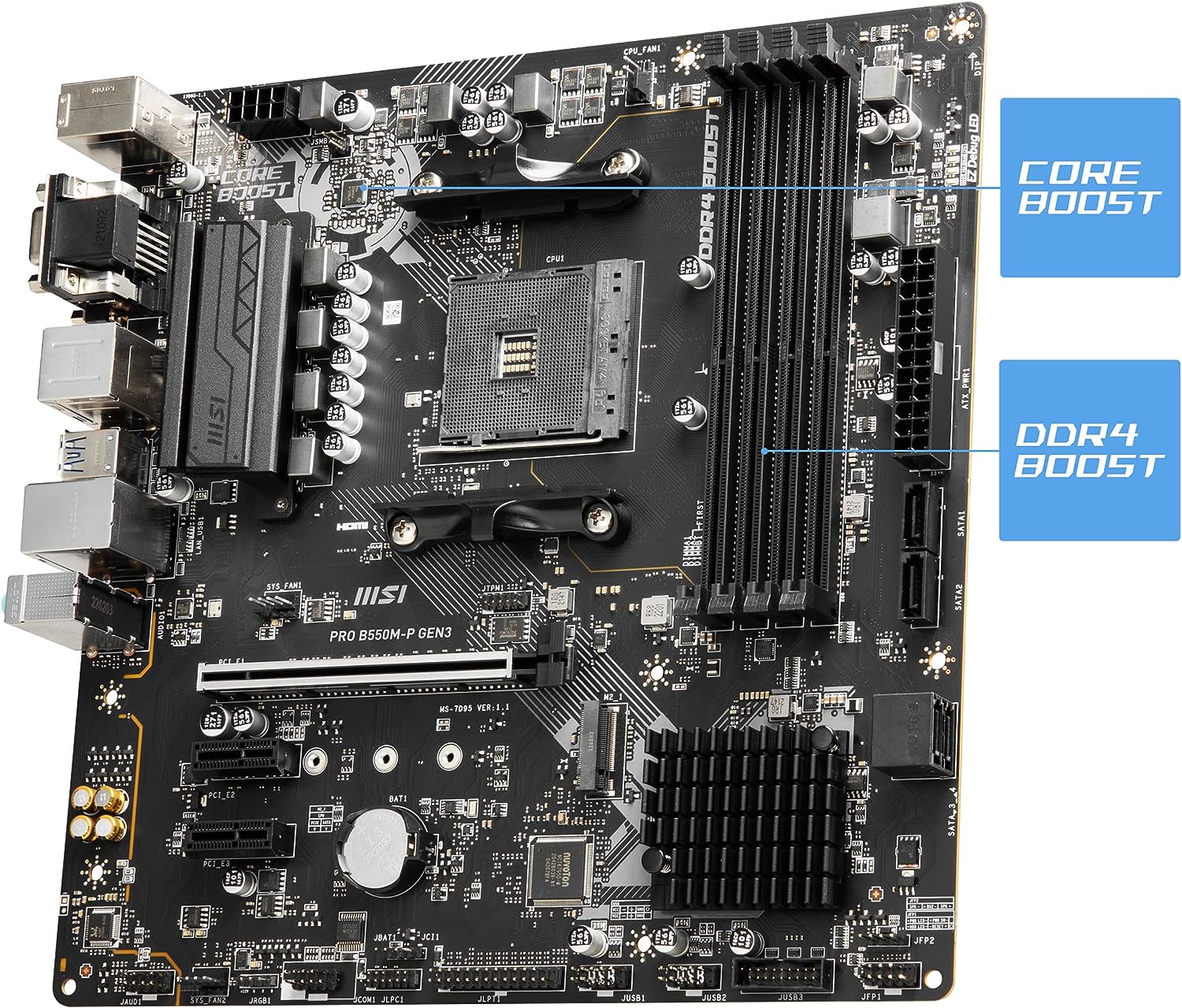 MSI Motherboard Pro B550M-P Gen 3 AMD AM4 MSI Motherboard Pro B550M-P Gen 3 AMD AM4